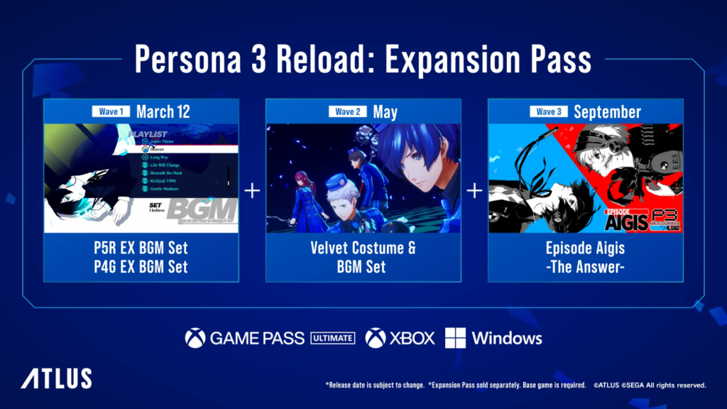 Persona 3 Reload Expansion Pass Content