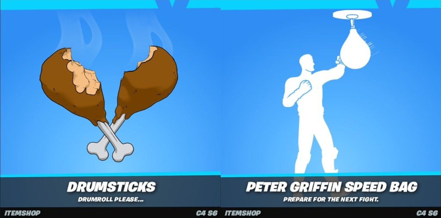 Drumsticks Pickaxe and Peter Griffin Emote